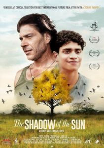 Poster of The Shadow of the Sun showing a man and boy's image behind a tree with birds flying out of the tree