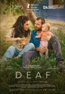 Poster for Deaf showing a man, woman, and baby